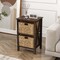 Costway 1/2 PCS 2-Tier Nightstand with 2 Seagrass Baskets Rubber Wood X-Shaped Frames 2 Drawers